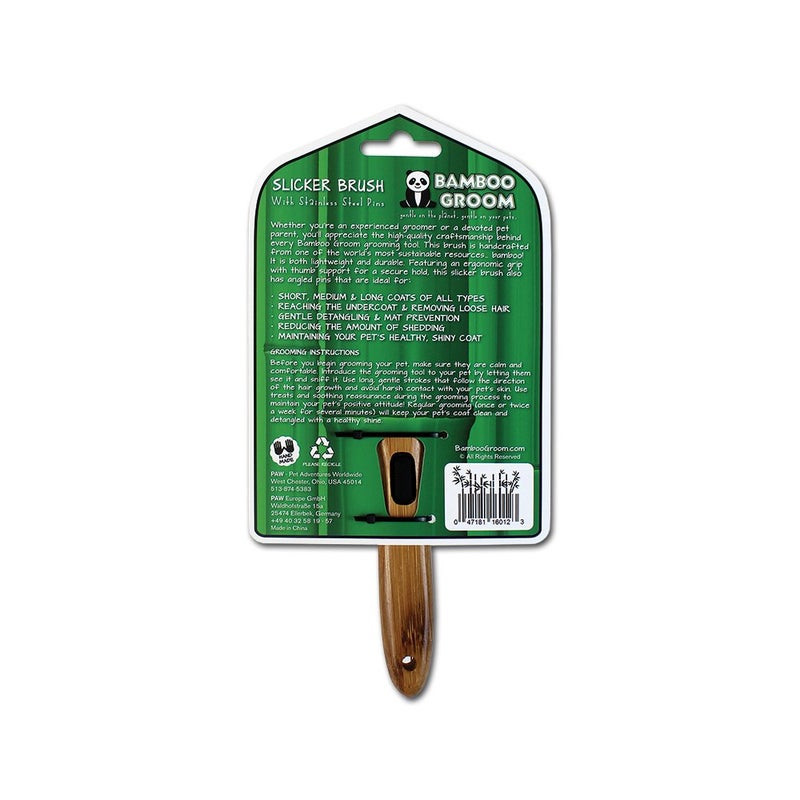 Alcott Bamboo Groom Slicker Brush with Stainless Steel Pins for Pets, Large, Brown - Image 5